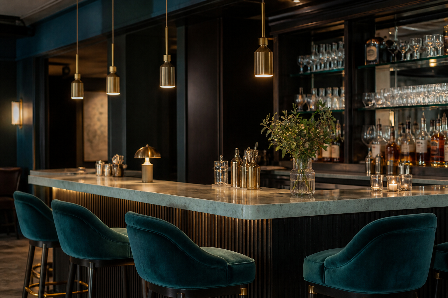 Illustrative hotel bar atmosphere